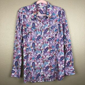 Ariat 2XL XXL Purple Paisley Western Blouse Top